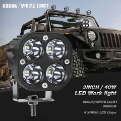 40W waterproof work light LED driving light 3-inch headlight off-road LED square spotlight for trucks and cars