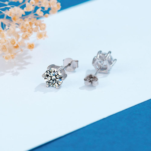 Silver jewelry S925 sterling silver moissanite six-claw zircon earrings Korea versatile diamond earring set decoration manufacturer wholesale