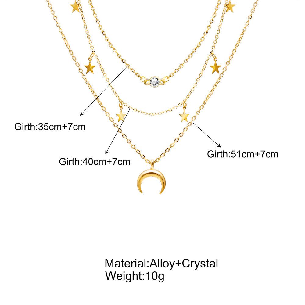 New  Creative Simple  Star Moon  Multilayer Necklace display picture 1