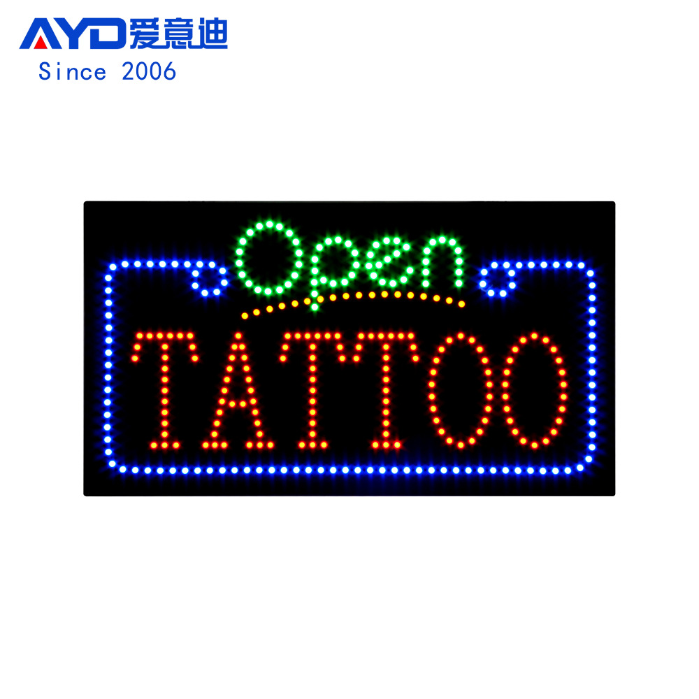 厂家定制灯箱 LED广告牌标识指示牌LED OPEN Tattoo Sign 30x60cm