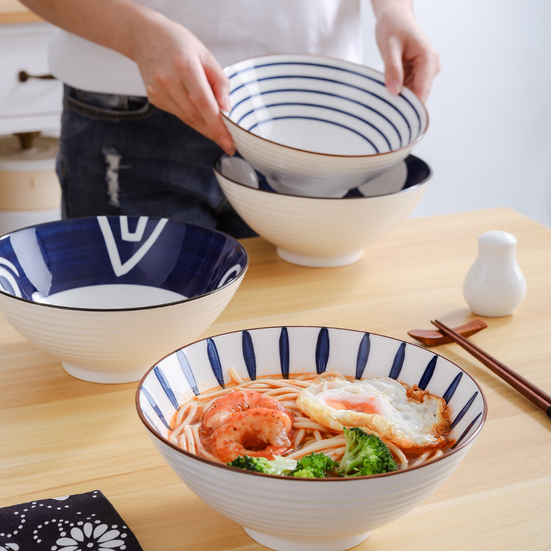 undefined8 Japanese Ramen Bowl household Large A bowl of instant noodles ceramics Noodle bowl Hats Bowl Large bowl Soup bowl Japanese tablewareundefined