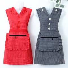 Hebei Manufacturer LOGO Printed Collar Apron Wholesale Oil-Proof Women's Kitchen Home Use Live Streaming Zipper Large Pouch