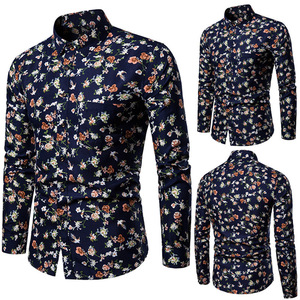 Spring men’s long sleeve Floral Shirt Youth fashion shirt man