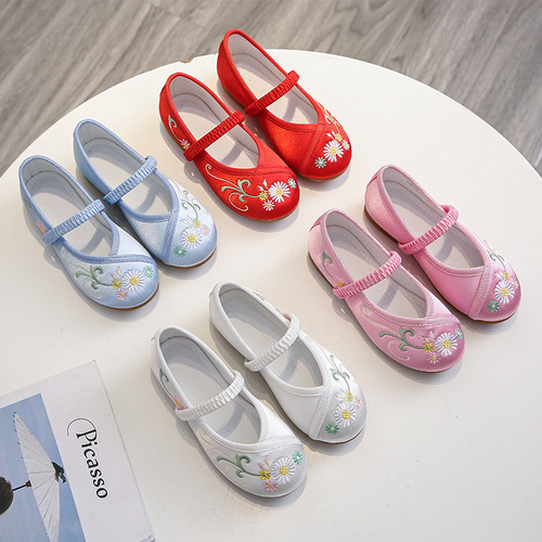 Hanfu shoes for kids Children Chinese folk dance hanfu embroidered shoes Princess girls Hanfu shoes ancient performance shoes Beijing shoes