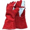 厂家直销二层牛皮红色电焊手套 14长款加托双层全皮绒里焊工手套