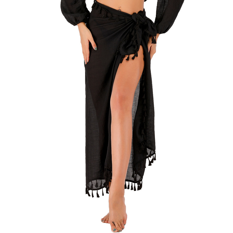 112g Weight Midi Dress Dress Length Type Polyester Fabric Type Mid Waist Waist Line 1 Piece Quantity Daily Occasion Solid Color Pattern Women'S Gender Tassel Design Fashion Style Women's Fashion Solid Color Tassel 1 Piece Cover Ups 14