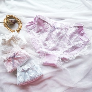 Chubby Girl plus size cute lace women's cotton underwear plus size plus size cotton high waist women's hip-wrapped underwear