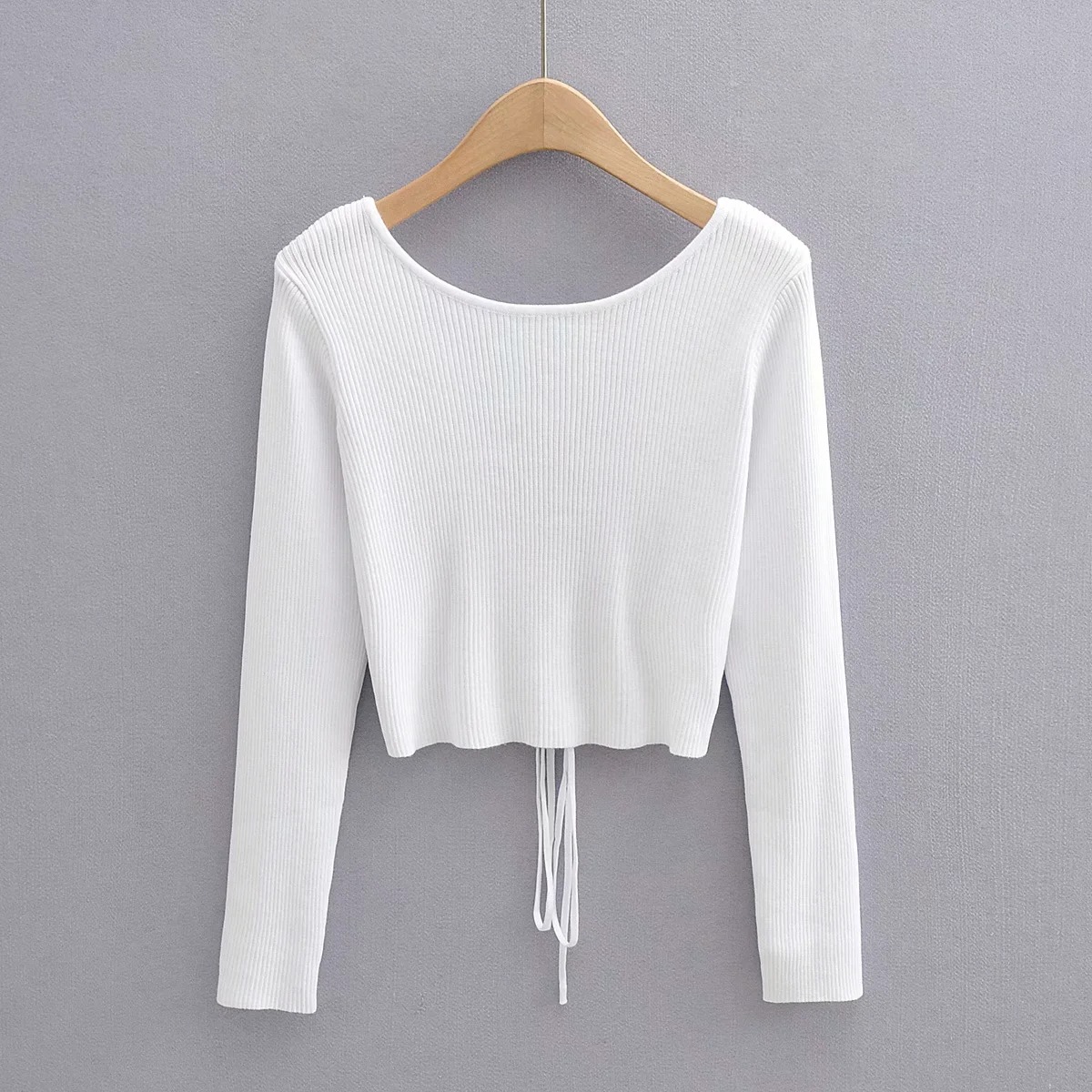 hollow leak back knitted bottoming sweater NSHS24344