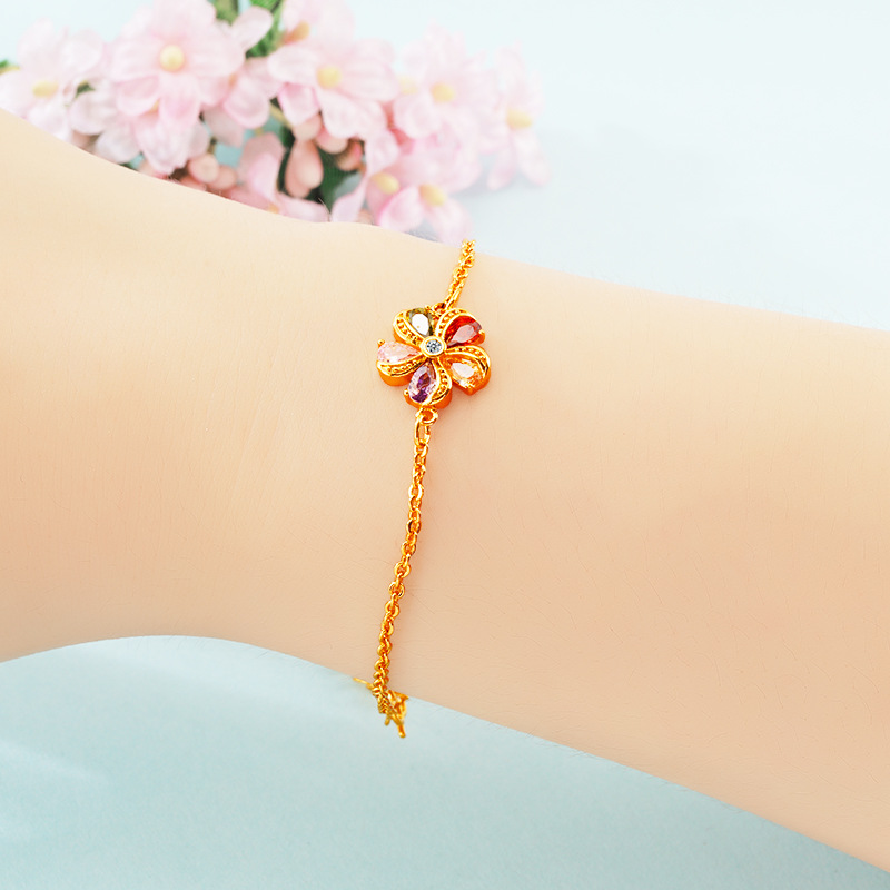 Luz de lujo imitación 18K oro pulsera de color joya moda chica joyería moda simple Vietnam arena oro clavícula cadena