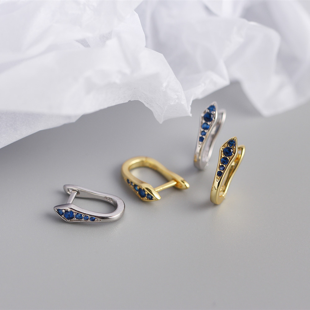 Fashion Style S925 Sterling Silver U-shaped Color Zirconium Earrings Wholesale Nihaojewelry