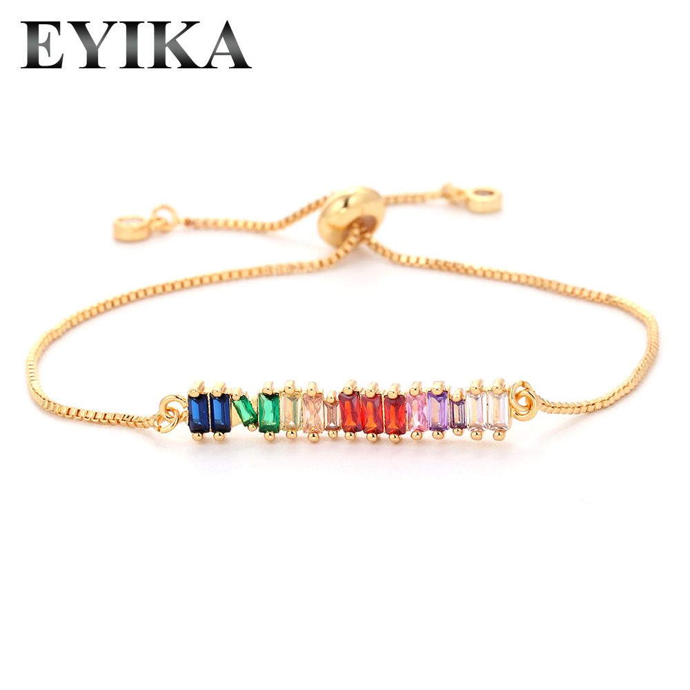 8g Weight Fashion Seven-color Zircon Adjustable Copper Bracelet