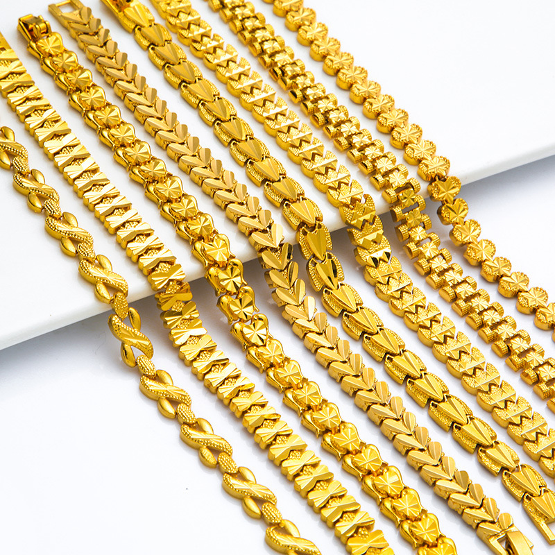 Shajin European Currency Women's Love Bracelet Inside and Outside Color Vacuum Oven Gold Women's Fashion Bracelet Simulation Gold Chain Shajin European Currency Women's Love Bracelet Inside and Outside Color Vacuum Oven Gold Women's Fashion Bracelet Simulation Gold Chain