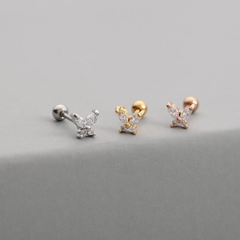 Fashion Star Copper Ear Studs Inlay Zircon Copper Earrings 1 Piece