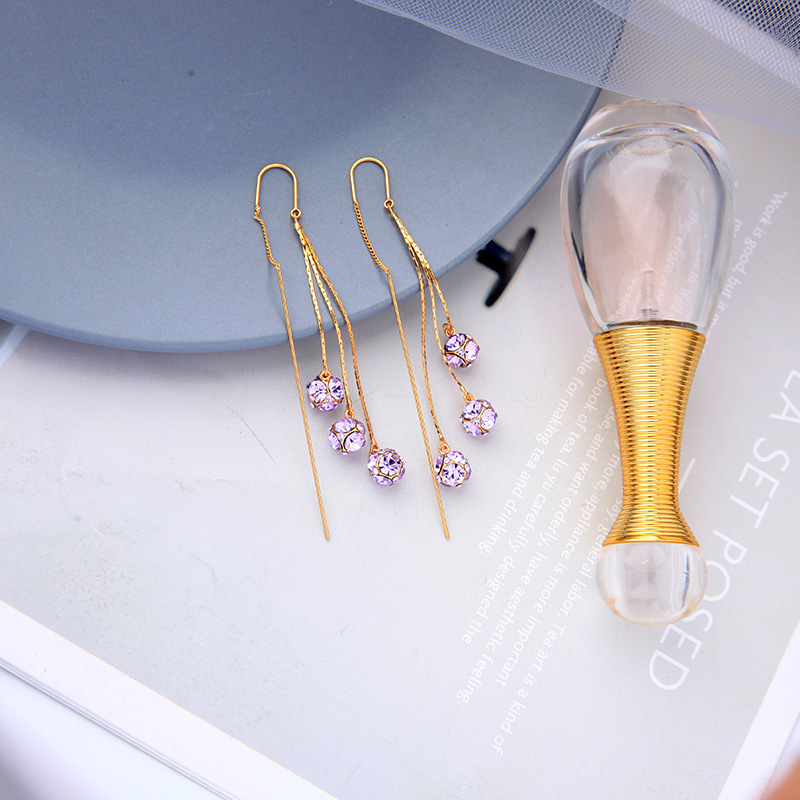 Aretes Largos Simples Con Borlas De Diamantes display picture 5