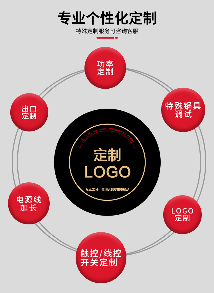 圆形火锅电磁炉2500w嵌入下沉式黑色按键款九五工匠直销