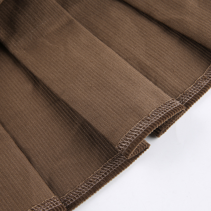 faldas plisadas de color sólido fino de cintura alta de pana Nihaostyles vendedor de ropa al por mayor NSSSN75481