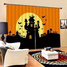 万圣节窗帘提供跨境图片包跨境外贸Halloween curtains一件代发