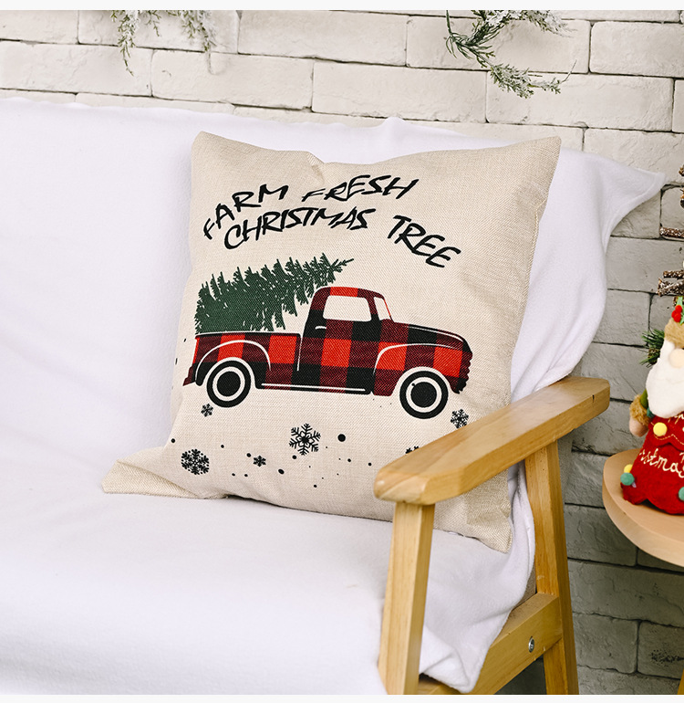 Christmas New Decorations Linen Pillowcases Creative Elderly Christmas Car Pillowcase display picture 8