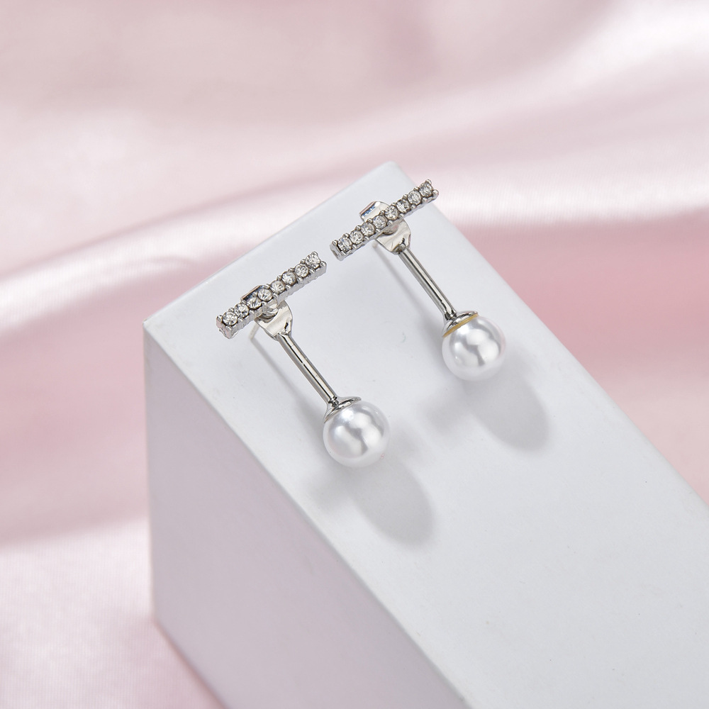 925 Silver Post Straight Pearl Small Stud Earrings Simple Retro Exquisite Pendientes Al Por Mayor Nihaojewelry display picture 3