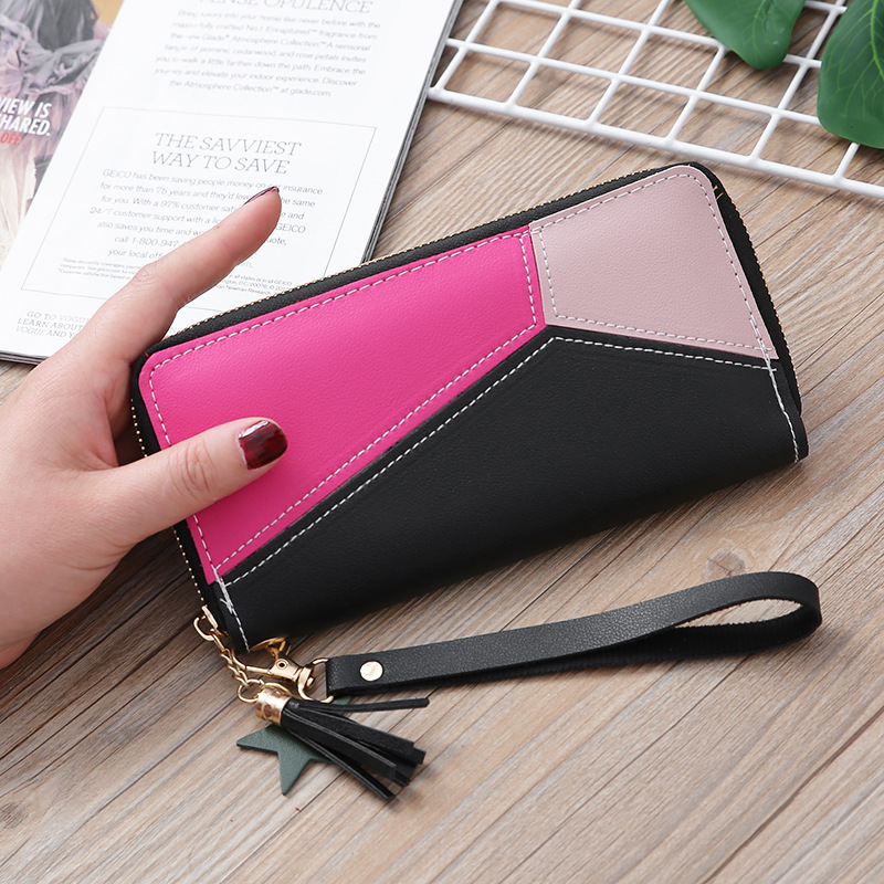 Korean Stitching Women's Wallet Card Bag Color Matching Mobile Phone Bag Card Bag display picture 4