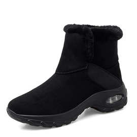 2024冬季新款欧美跨境雪地靴子加绒保暖女鞋中筒气垫底户外休闲鞋