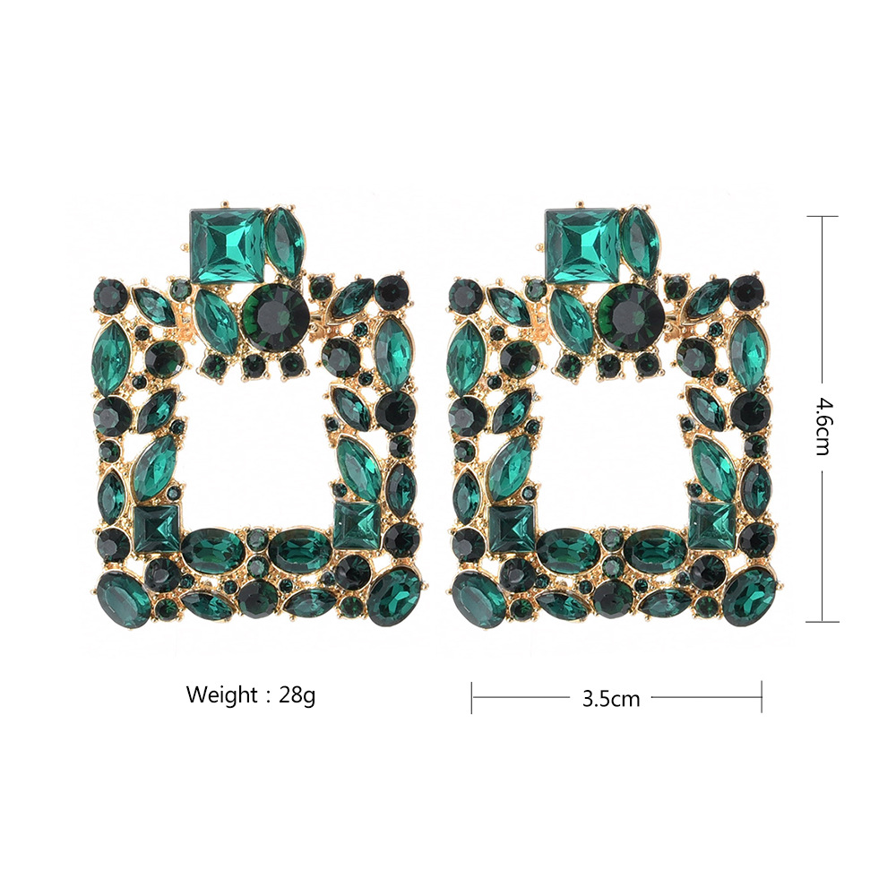 1 Pair Fashion Square Water Droplets Rhinestone Women's Chandelier Earrings display picture 2