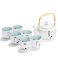 日式功夫茶具套裝現代簡約陶瓷一壺六杯旅行茶具企業LOGO伴手禮