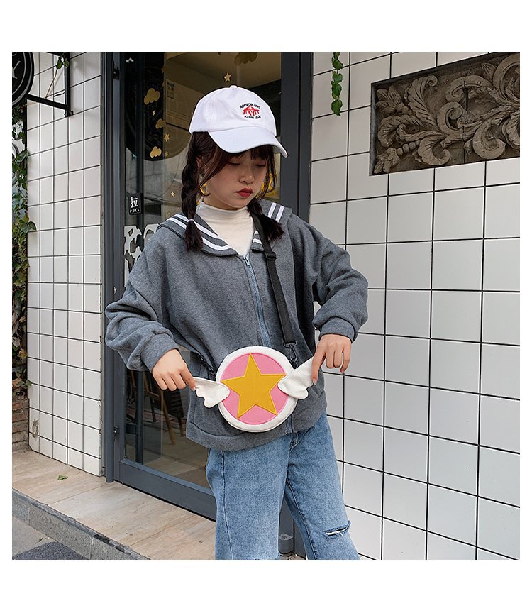 Japanese Fashion New   Cute Cartoon Magic Sakura Canvas Shoulder Bag Girl Cute Funny Purse  Wholesale display picture 17