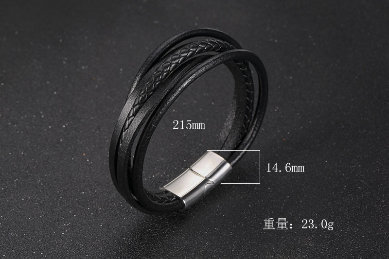 menu0027s multi-layer titanium steel handmade leather braided bracelet