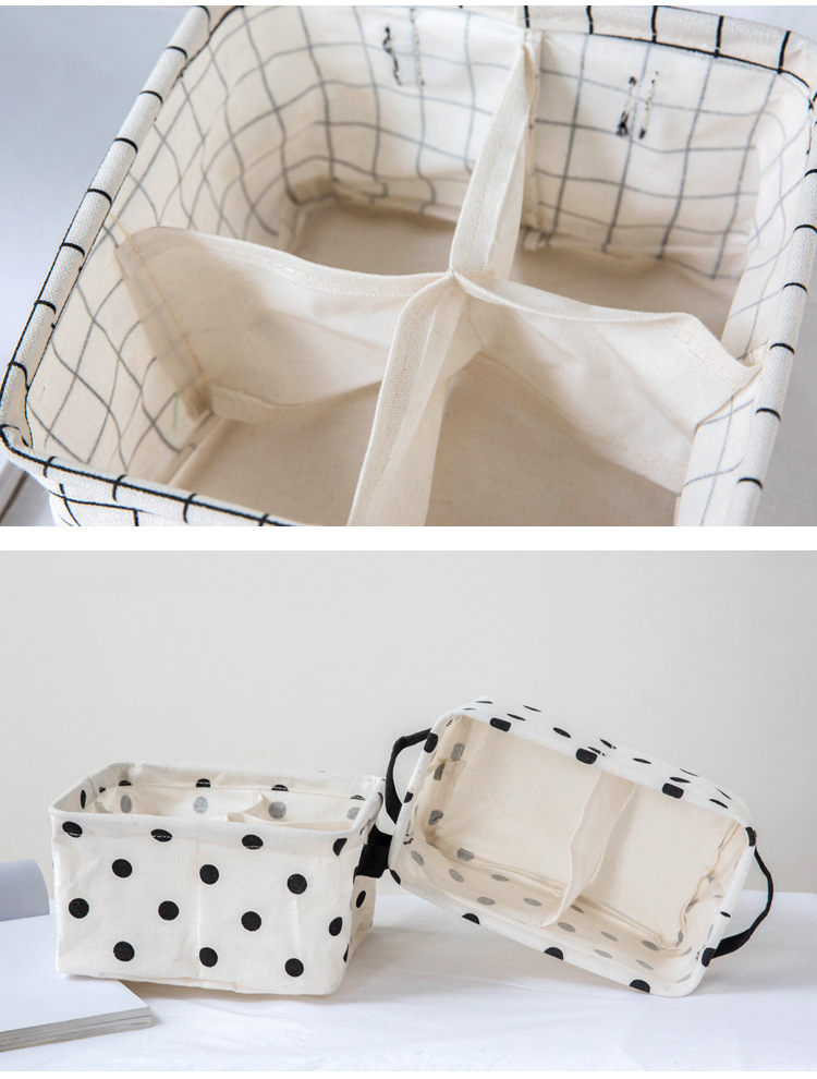 2 Grid Waterproof Cotton And Linen Underwear Socks Storage Box Sundries Basket Home Living Storage display picture 4