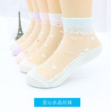 新款夏季新款儿童袜玻璃水晶丝袜超薄棉透气宝宝婴儿学生丝袜批发