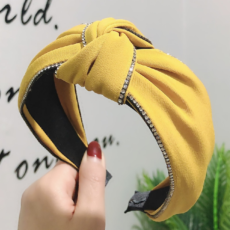 New High-end Boutique Hair Accessories Korean Double Drain Drill Middle Knot Wide Headband Creative Women&#39;s Hair Band display picture 6