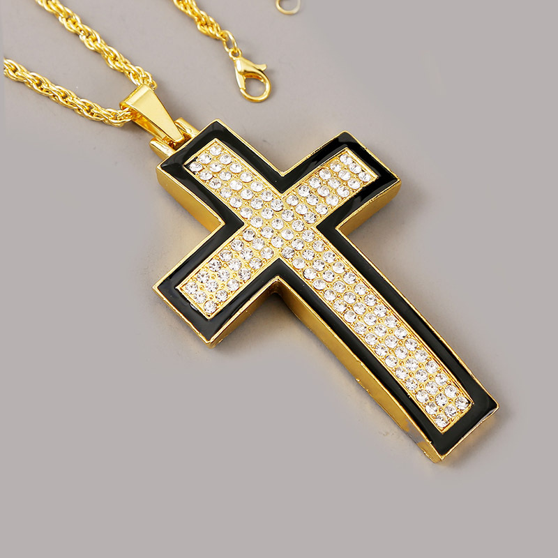 Creative Exaggerated Hip Hop Cross Necklace Men's Trend Rhinestone Hip Hop Pendant Jewelry Wholesale Nihaojewelry display picture 7