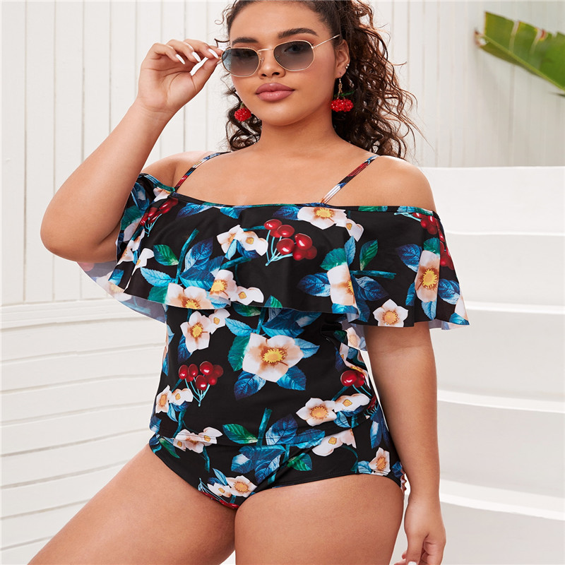 plus size printing split swimsuit  NSHL42486