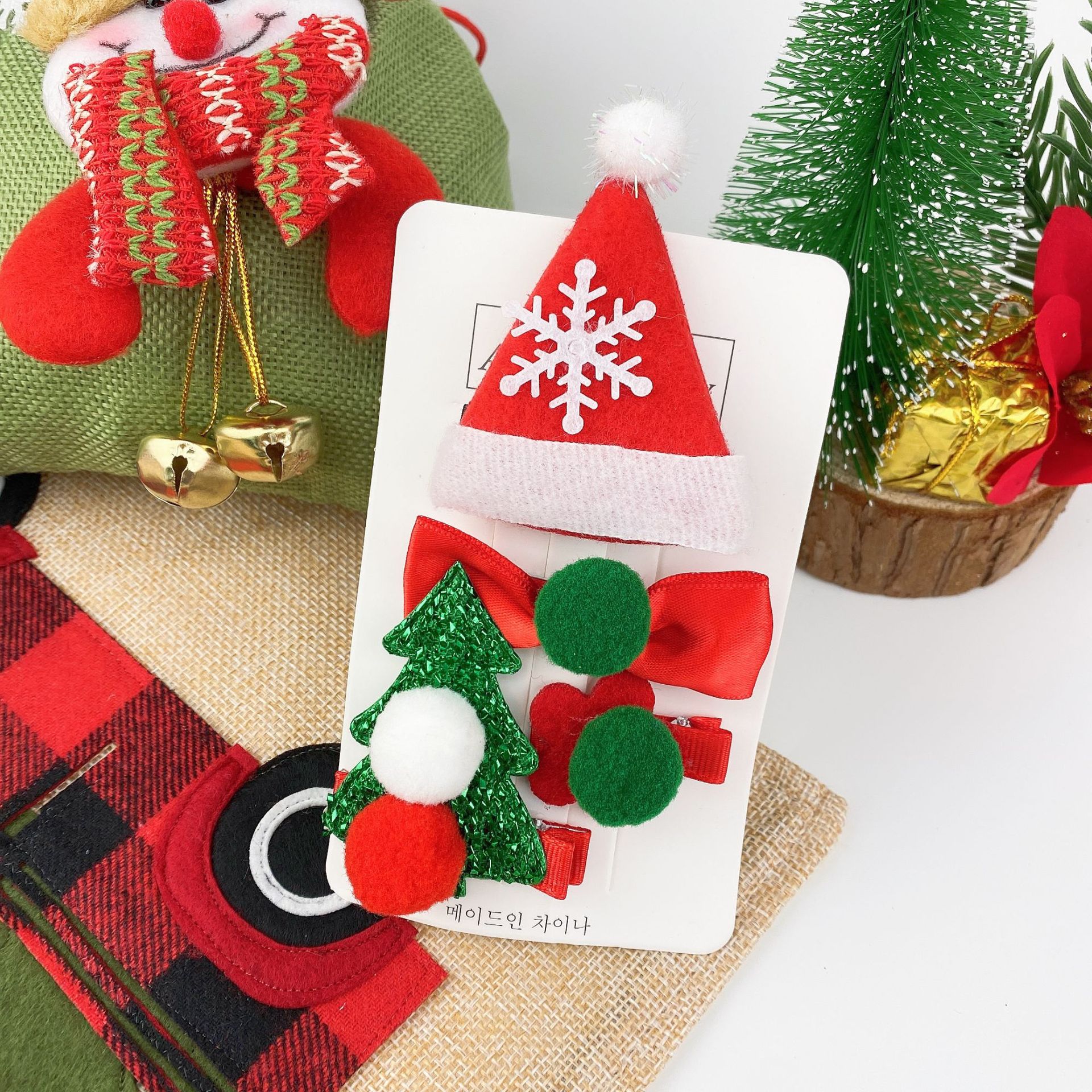 Christmas Children's Hat Elk Bow Hairpin 4 Piece Set display picture 4