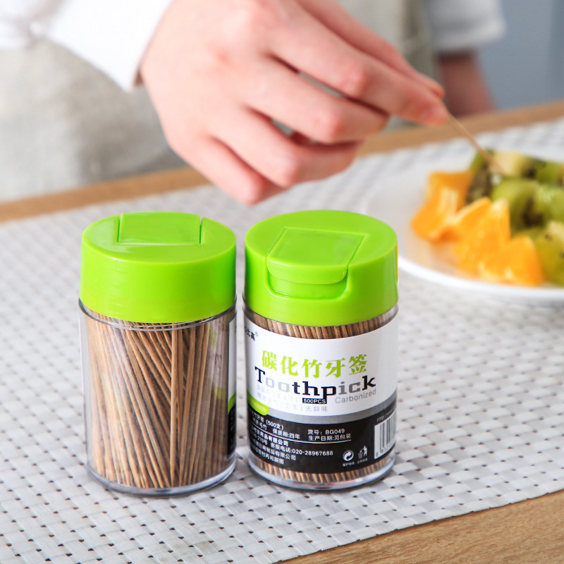500支装家用碳化竹牙签环保卫生两头独立罐装酒店一次性尖细牙签