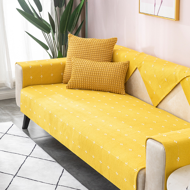 十字花折边布艺现代简约沙发坐垫家居客厅沙发盖巾清新系列沙发垫