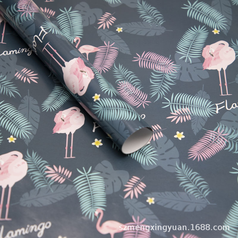 Verano Flamingo tortuga hoja fresca serie regalo caja de regalo papel de embalaje ins estilo material de embalaje