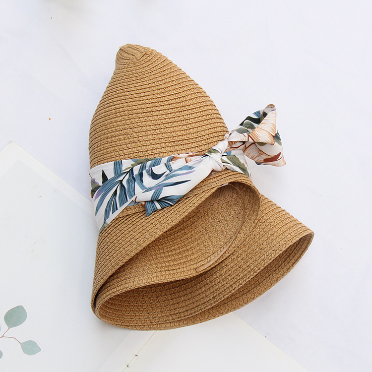Women's Vacation Solid Color Bowknot Straw Hat display picture 5