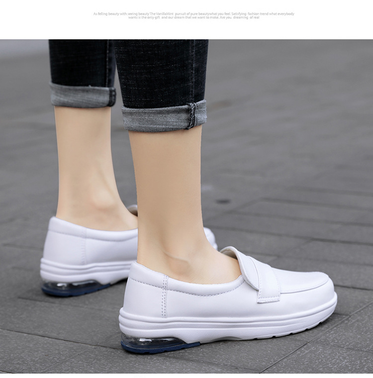 2020 spring/summer new nurse shoes women's white women's genuine leather shoes air cushion black work shoes soft back thick back small leather shoes undefined