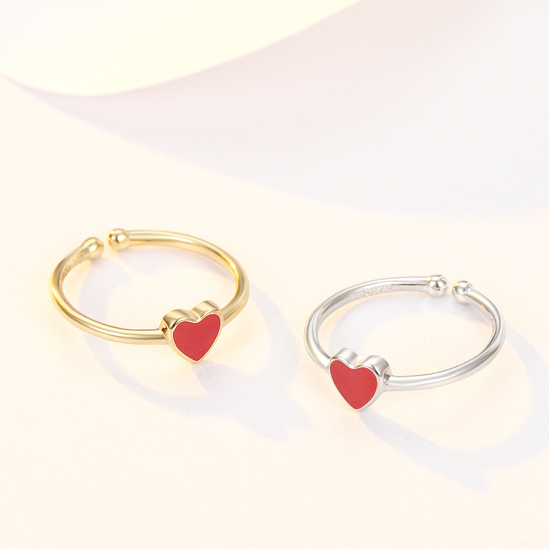 2g Weight Open Rings Classification Adjustable Ring Size 1 Piece Quantity Daily, Date Occasion 925 Sterling Silver Material Heart Shape Pattern All Seasons Season Women's Gender Simple Style, IG Style Style 925 Sterling Silver Heart Shape Open Rings 925 Sterling Silver Rings 2