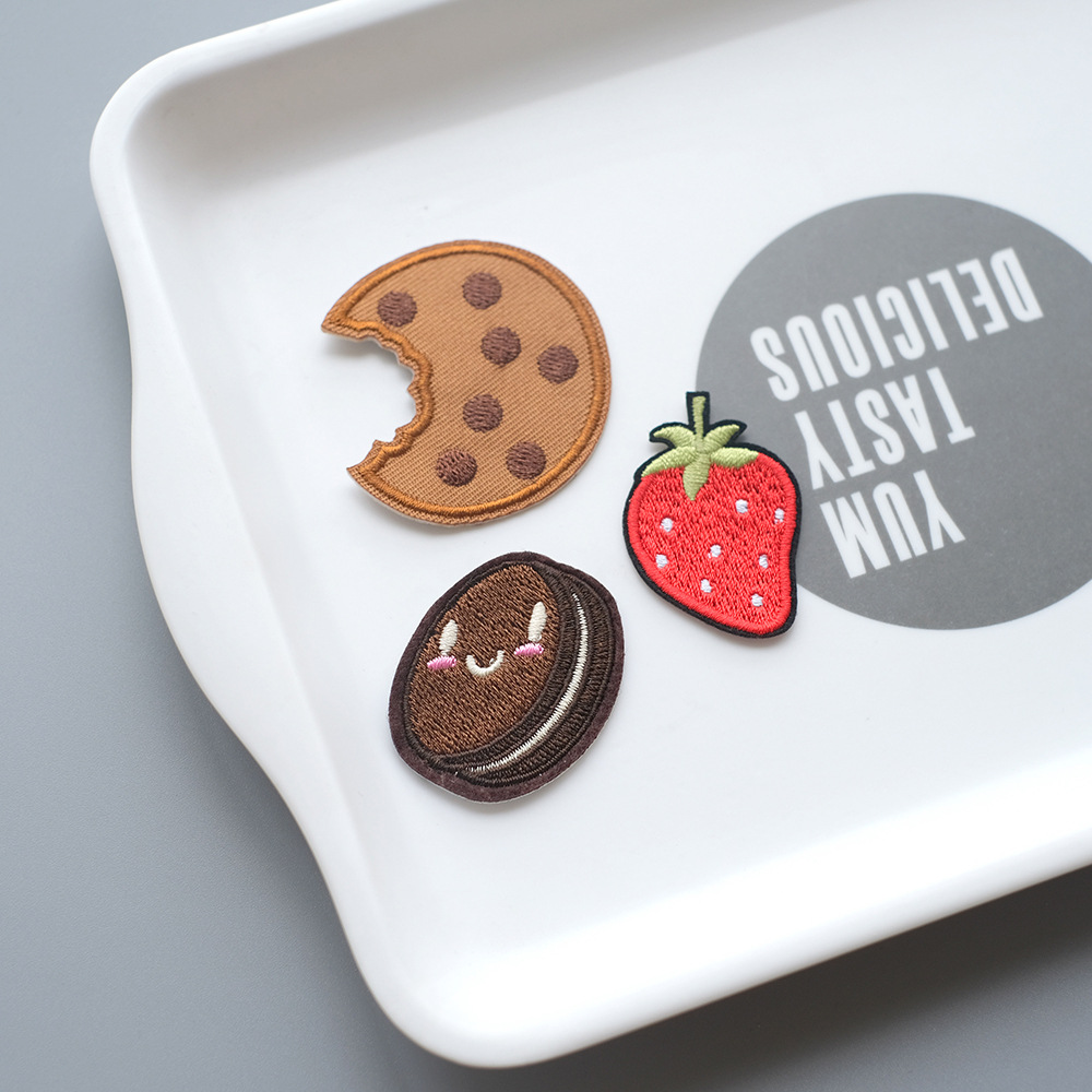 自粘款时尚巧克力饼干贴 布贴花奥利奥曲奇刺绣 switch贴