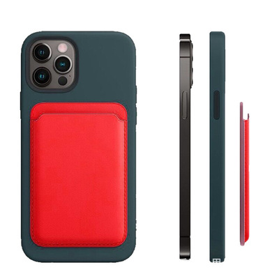 新款磁吸卡套适用iPhone 12MagSafe皮革手机卡套手机背贴磁吸卡包|ru