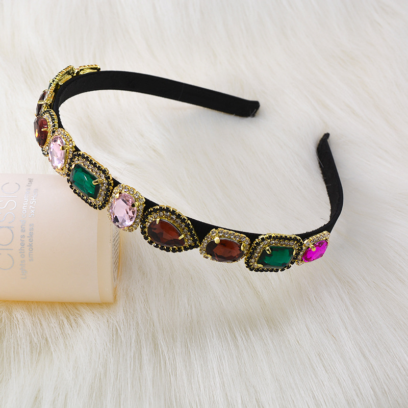 New Fashion Baroque Rhinestone Geometry Casual Color Diamond Cheap Hair Band Wholesale display picture 6