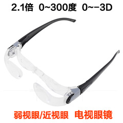 Folding TV computer fishing movie strabismus 2.1 times magnifying glass glasses nearsightedness 0-300 degrees