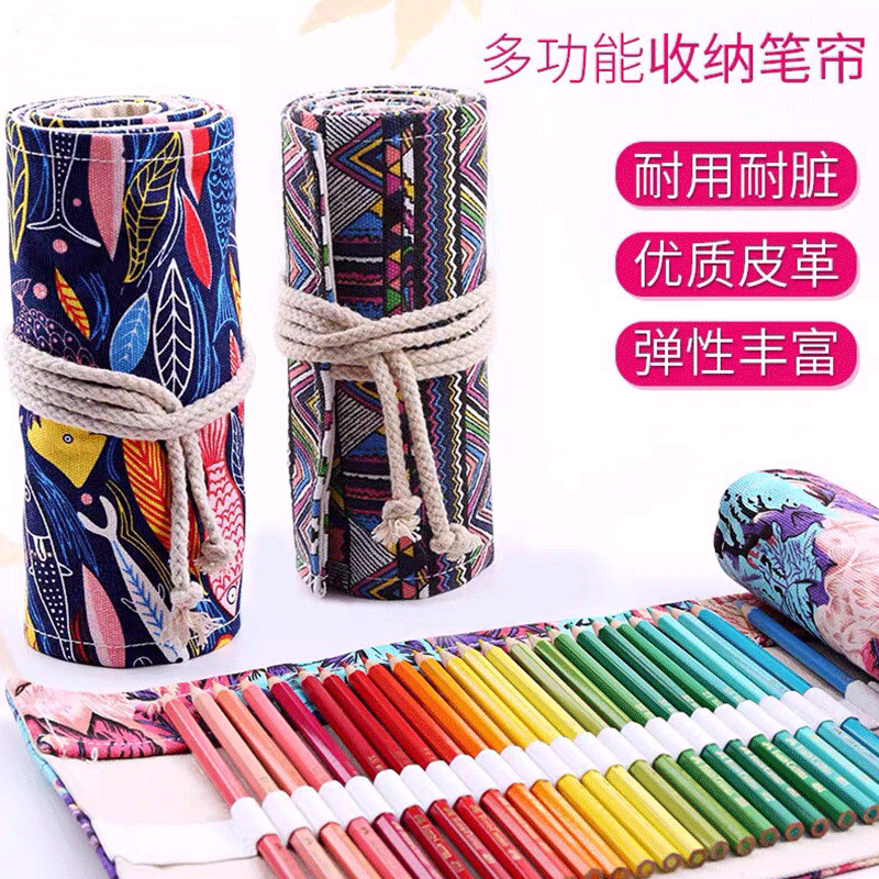 Estuche enrollable de lona para lápices – organizador de 36/72 ranuras, funda protectora para lápices de colores