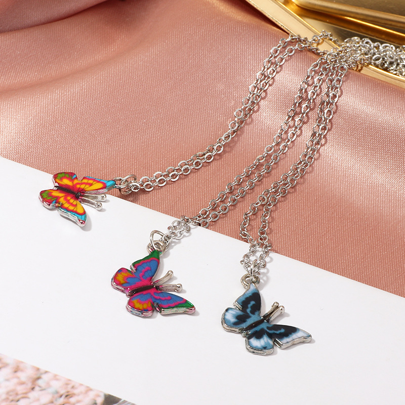 Jewelry Wholesale Fashion Colorful Butterfly Necklace Vintage Butterfly Necklace display picture 3