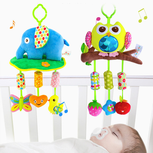 Baby Bed Swing, 0-1 Year Infant Plush Educational Car Seat Stroller Hook Soothing Toy