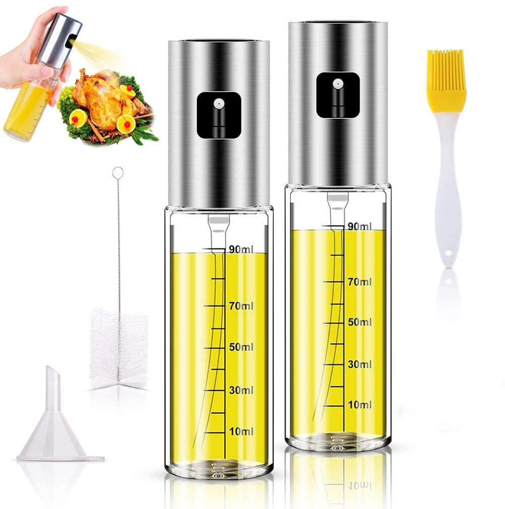 Atomizer Set Oil Vinegar Salad Glass Spray Bottle Stainless Steel Barbecue Oil Spray Pot Stainless Steel Spray Bottle