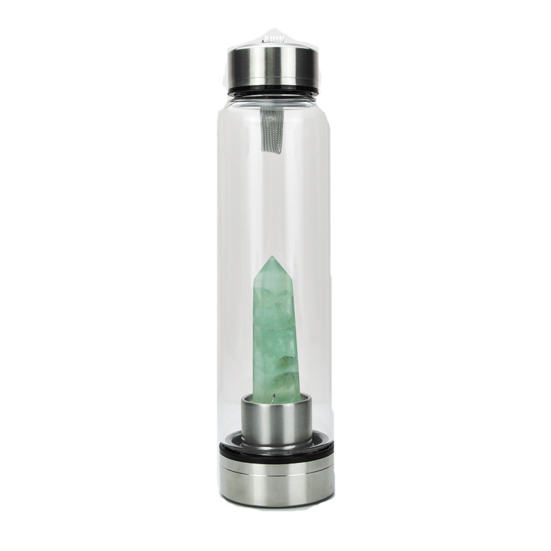 Foreign Trade Export Crystal Column Energy Cup Spa Jade Glass Two-end Water Bottle Portable High Borosilicate Step-in